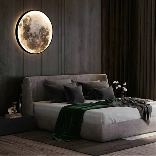 Modern LED Moon Wall Lamp Minimalist Mural Indoor Lighting for Bedroom Background Wall Living ROOM Decorative Bedside Lights