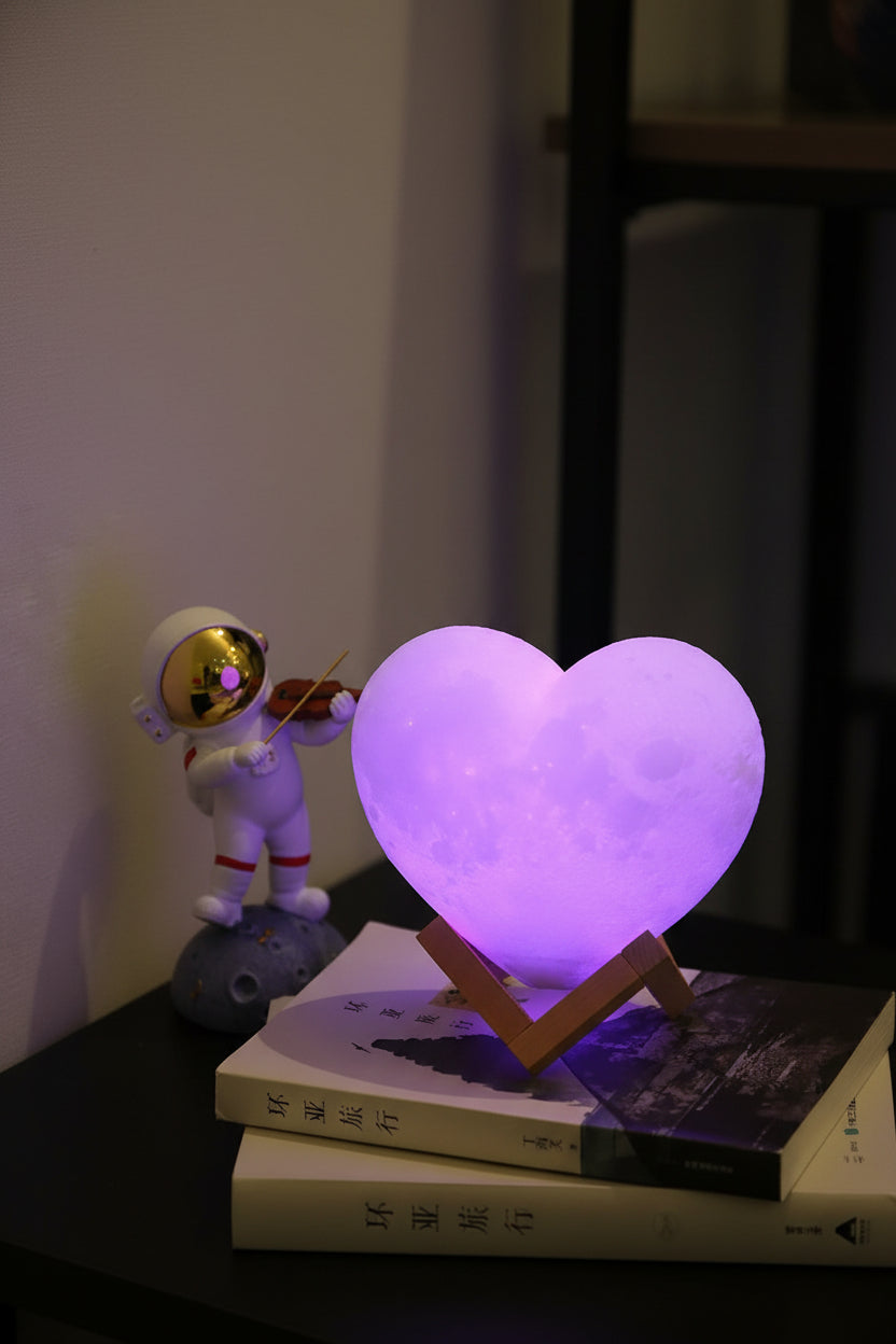 C2 3D Moon Lamp Night Light Love Heart Lamp USB Rechargable Girl Modeling Lamp Romantic Remote Shape Decoration Birthday Gift