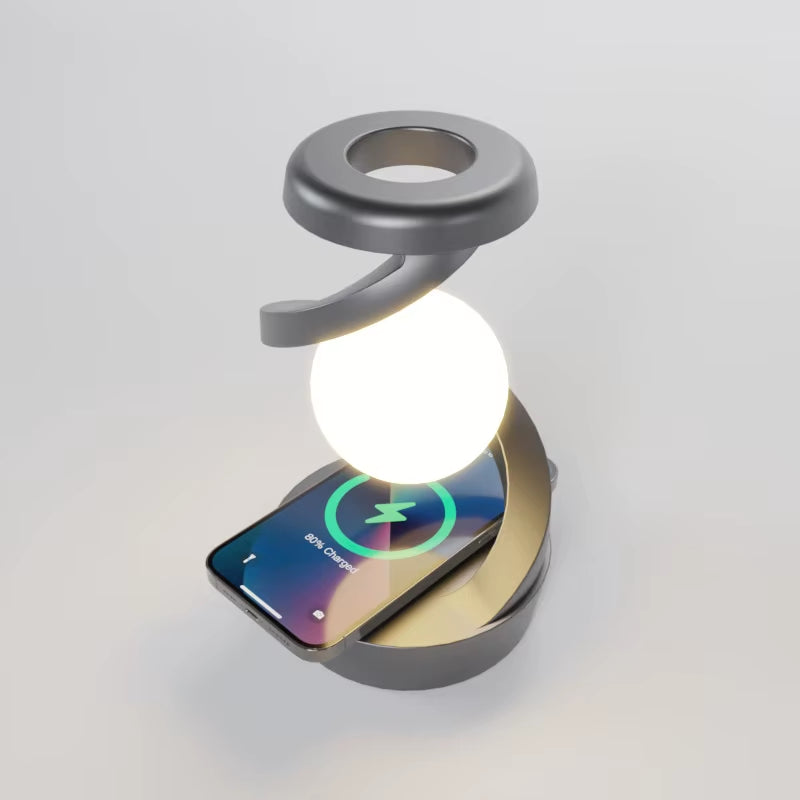 Creative Table Lamp, Rotating Floating Lampwith 15W Wireless Charger, Mobile Phone Wireless Charger, RGB Atmosphere Night Light